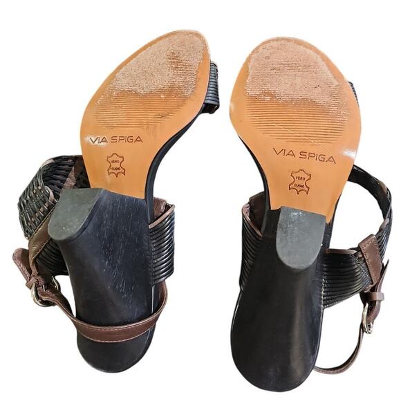 Via Spiga Rolanda Woven Leather Sandals Black and Brown Size 10 - Picture 6 of 7